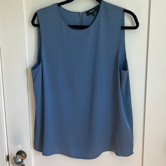 🛍️Theory Cornflower Blue Stretch Silk Sleeveless Shell Tank Top XL NWT - Picture 3 of 7